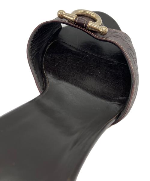 GUCCI（グッチ）GUCCI (グッチ) グッチシマヒールサンダル ブラウン サイズ:37の古着・服飾アイテム