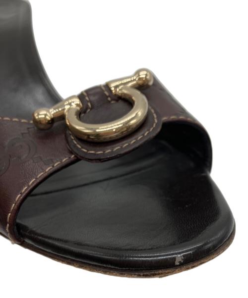 GUCCI（グッチ）GUCCI (グッチ) グッチシマヒールサンダル ブラウン サイズ:37の古着・服飾アイテム