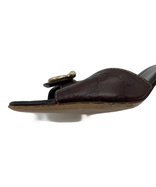 GUCCI（グッチ）GUCCI (グッチ) グッチシマヒールサンダル ブラウン サイズ:37の古着・服飾アイテム