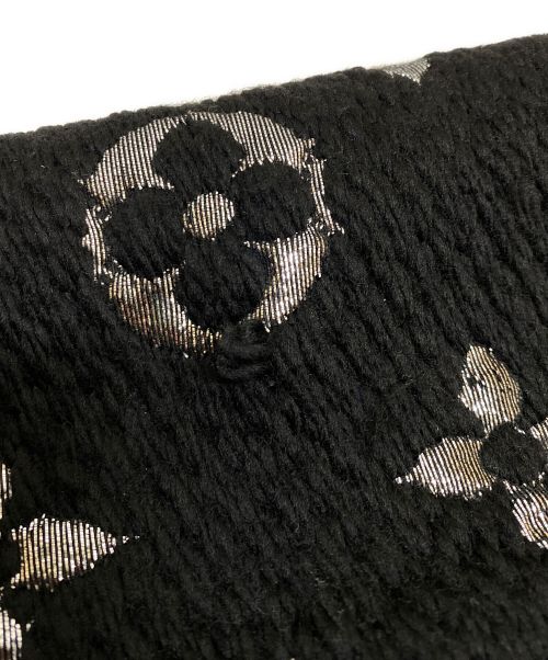 LOUIS VUITTON（ルイ ヴィトン）LOUIS VUITTON (ルイ ヴィトン) エシャルプ・ロゴマニア シャイン モノグラム ウールシルクマフラー ブラックの古着・服飾アイテム