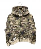 BADWAYバッドウェイ）の古着「カモ柄ジップパーカー」｜グリーン×ベージュ