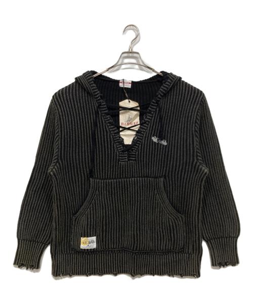 BADWAY（バッドウェイ）BADWAY (バッドウェイ) ニットパーカー ブラック×グレー サイズ:M 未使用品の古着・服飾アイテム