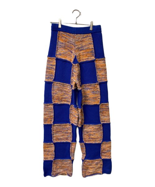 MARCELO BURLON（マルセロバーロン）MARCELO BURLON (マルセロバーロン) CROSS PATCHWORK KINIT PANTS ニットパンツ ブルー×オレンジ サイズ:Mの古着・服飾アイテム