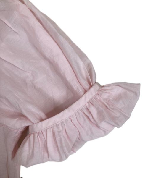 UNITED ARROWS TOKYO（ユナイテッドアローズトウキョウ）UNITED ARROWS TOKYO (ユナイテッドアローズトウキョウ) スソフリル パフスリーブ ブラウス ピンク サイズ:FREEの古着・服飾アイテム