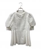 CELFORDセルフォード）の古着「パフスリーブメッシュブラウス」｜ホワイト