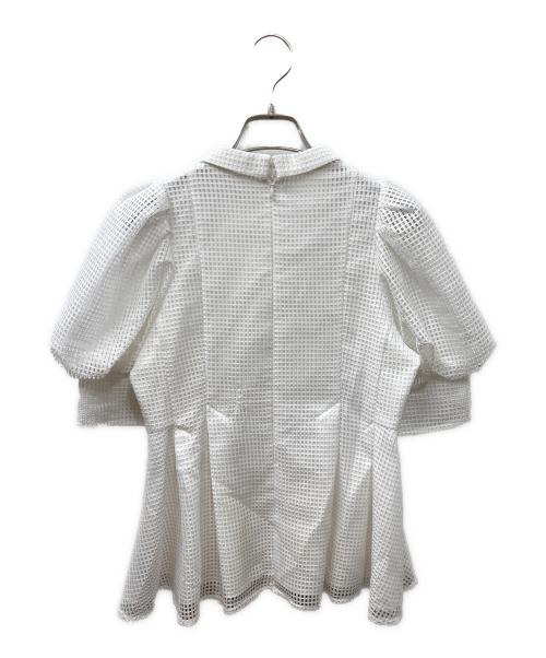 CELFORD（セルフォード）CELFORD (セルフォード) パフスリーブメッシュブラウス ホワイト サイズ:36の古着・服飾アイテム