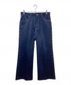 myne×FARAHマイン×ファーラー）の古着「Studs Wide Flare Pants」｜ネイビー