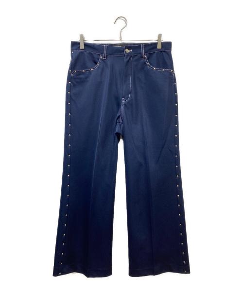 myne（マイン）myne (マイン) FARAH (ファーラー) Studs Wide Flare Pants ネイビー サイズ:Lの古着・服飾アイテム