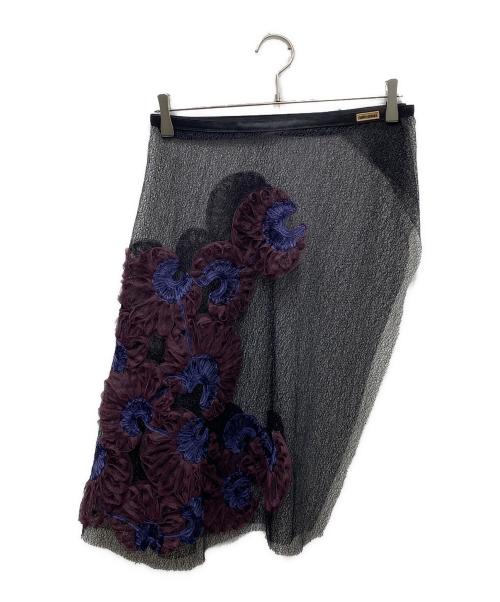 FUMIE=TANAKA（フミエタナカ）FUMIE=TANAKA (フミエタナカ) レース巻きスカート ブラック×パープル サイズ:Freeの古着・服飾アイテム