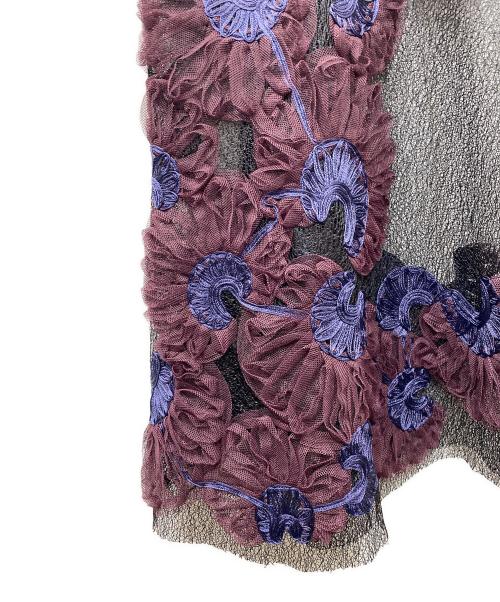 FUMIE=TANAKA（フミエタナカ）FUMIE=TANAKA (フミエタナカ) レース巻きスカート ブラック×パープル サイズ:Freeの古着・服飾アイテム