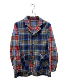 GANRYU COMME des GARCONS（ガンリュウ コム デ ギャルソン）の古着「チェックパッチワークジャケット」｜レッド×ブルー