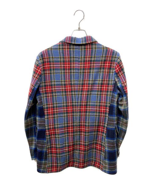 GANRYU COMME des GARCONS（ガンリュウ コム デ ギャルソン）GANRYU COMME des GARCONS (ガンリュウ コム デ ギャルソン) チェックパッチワークジャケット レッド×ブルー サイズ:Lの古着・服飾アイテム