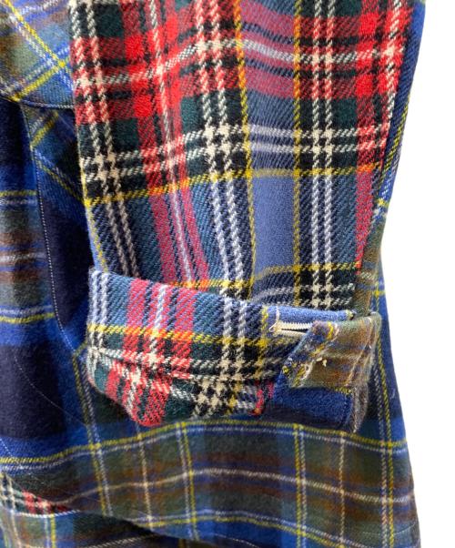 GANRYU COMME des GARCONS（ガンリュウ コム デ ギャルソン）GANRYU COMME des GARCONS (ガンリュウ コム デ ギャルソン) チェックパッチワークジャケット レッド×ブルー サイズ:Lの古着・服飾アイテム