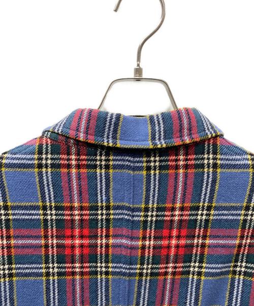 GANRYU COMME des GARCONS（ガンリュウ コム デ ギャルソン）GANRYU COMME des GARCONS (ガンリュウ コム デ ギャルソン) チェックパッチワークジャケット レッド×ブルー サイズ:Lの古着・服飾アイテム
