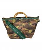 LeSportsacレスポートサック）の古着「2WAY リアルバンブートート バッグ」｜オリーブ