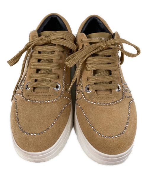 JIMMY CHOO（ジミーチュウ）JIMMY CHOO (ジミーチュウ) スエード スタッズローカットスニーカー ブラウン サイズ:36の古着・服飾アイテム
