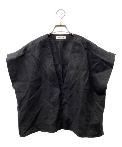 SACRA（サクラ）SACRA (サクラ) RUSTIC LINEN TOP ブラック サイズ:SIZE 38の古着・服飾アイテム