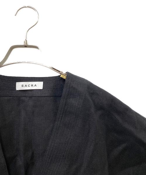 SACRA（サクラ）SACRA (サクラ) RUSTIC LINEN TOP ブラック サイズ:SIZE 38の古着・服飾アイテム