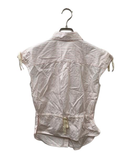 LOUIS VUITTON（ルイ ヴィトン）LOUIS VUITTON (ルイ ヴィトン) N/Sモノグラムストライプブラウス ピンク×ホワイト サイズ:34の古着・服飾アイテム