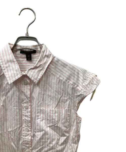 LOUIS VUITTON（ルイ ヴィトン）LOUIS VUITTON (ルイ ヴィトン) N/Sモノグラムストライプブラウス ピンク×ホワイト サイズ:34の古着・服飾アイテム