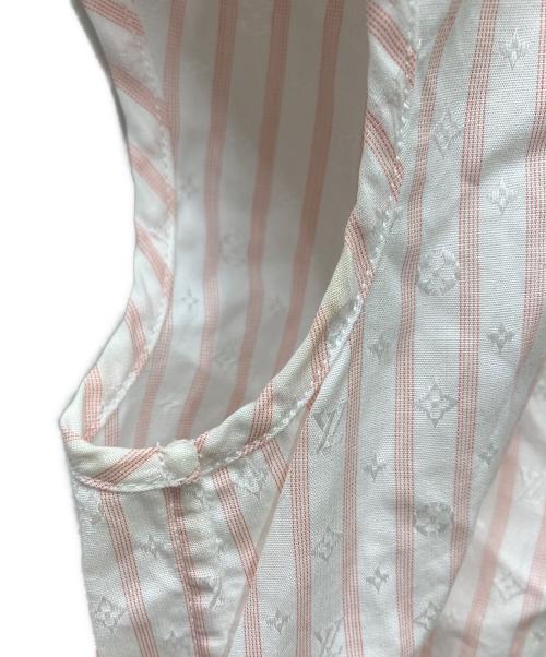 LOUIS VUITTON（ルイ ヴィトン）LOUIS VUITTON (ルイ ヴィトン) N/Sモノグラムストライプブラウス ピンク×ホワイト サイズ:34の古着・服飾アイテム