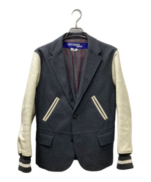 COMME des GARCONS JUNYA WATANABE MAN（コム デ ギャルソン ジュンヤ ワタナベ マン）COMME des GARCONS JUNYA WATANABE MAN (コム デ ギャルソン ジュンヤ ワタナベ マン) 袖レザードッキングジャケット グレー×ホワイト サイズ:SSの古着・服飾アイテム