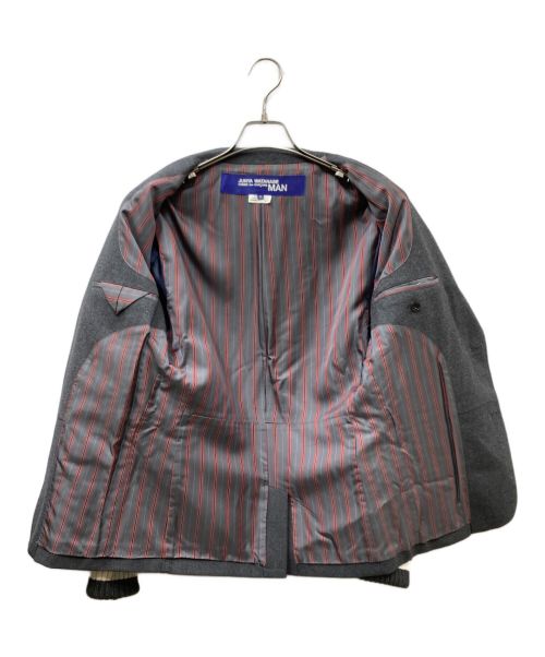 COMME des GARCONS JUNYA WATANABE MAN（コム デ ギャルソン ジュンヤ ワタナベ マン）COMME des GARCONS JUNYA WATANABE MAN (コム デ ギャルソン ジュンヤ ワタナベ マン) 袖レザードッキングジャケット グレー×ホワイト サイズ:SSの古着・服飾アイテム