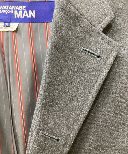 COMME des GARCONS JUNYA WATANABE MAN（コム デ ギャルソン ジュンヤ ワタナベ マン）COMME des GARCONS JUNYA WATANABE MAN (コム デ ギャルソン ジュンヤ ワタナベ マン) 袖レザードッキングジャケット グレー×ホワイト サイズ:SSの古着・服飾アイテム