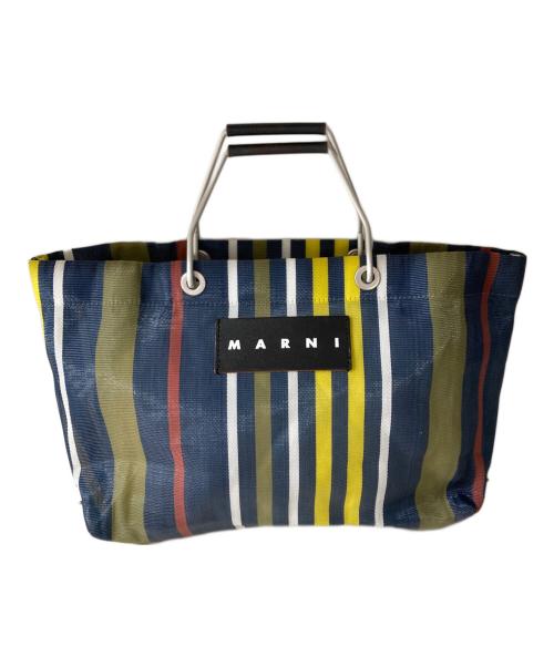 MARNI（マルニ）MARNI (マルニ) メッシュトートバッグ ネイビー×ベージュの古着・服飾アイテム