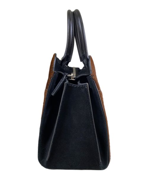 TOD'S（トッズ）TOD'S (トッズ) Sellaハラコトートバッグ ブラウン×ブラック サイズ:OneSizeの古着・服飾アイテム