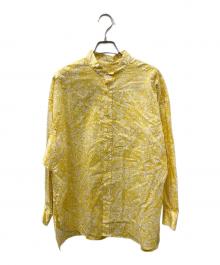 SOULEIADO（ソレイアード）の古着「コットンプリント バンドカラーシャツ」｜イエロー