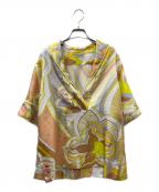 Emilio Pucciエミリオ プッチ）の古着「総柄シルクスキッパーシャツ」｜イエロー×ピンク