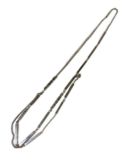 DIESEL（ディーゼル）DIESEL (ディーゼル) 2連ロゴモチーフネックレス シルバーの古着・服飾アイテム