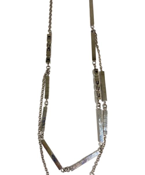 DIESEL（ディーゼル）DIESEL (ディーゼル) 2連ロゴモチーフネックレス シルバーの古着・服飾アイテム