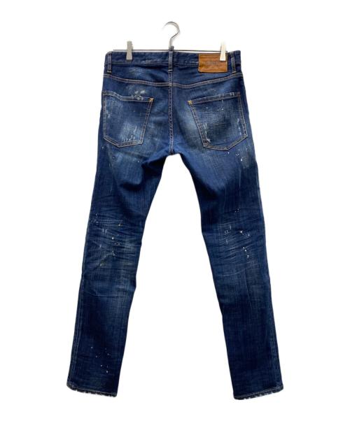DSQUARED2（ディースクエアード）DSQUARED2 (ディースクエアード) COOL GUY JEANS ダメージペイントデニムパンツ インディゴ サイズ:46の古着・服飾アイテム