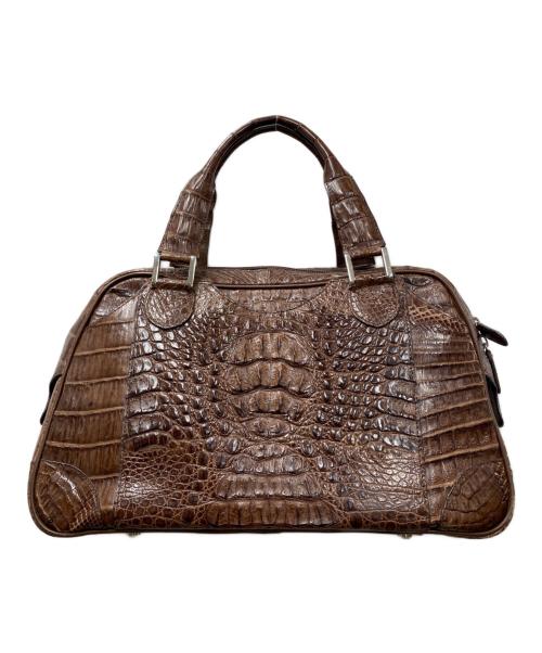 genuine caiman（ジーンカイマン）genuine caiman (ジーンカイマン) クロコダイル本革ハンドバッグ ブラウン サイズ:OneSizeの古着・服飾アイテム