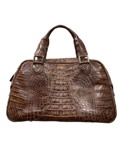 genuine caiman（ジーンカイマン）genuine caiman (ジーンカイマン) クロコダイル本革ハンドバッグ ブラウン サイズ:OneSizeの古着・服飾アイテム