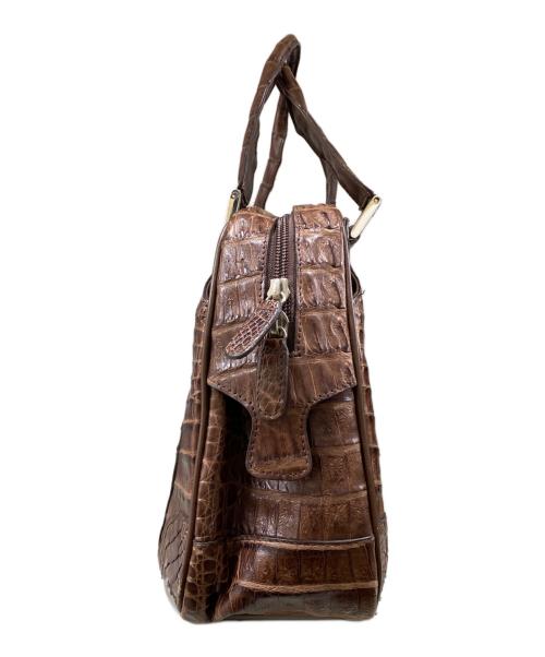 genuine caiman（ジーンカイマン）genuine caiman (ジーンカイマン) クロコダイル本革ハンドバッグ ブラウン サイズ:OneSizeの古着・服飾アイテム