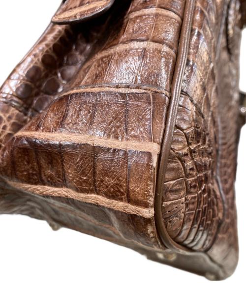 genuine caiman（ジーンカイマン）genuine caiman (ジーンカイマン) クロコダイル本革ハンドバッグ ブラウン サイズ:OneSizeの古着・服飾アイテム