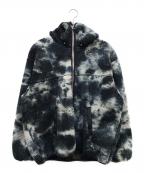 HUFハフ）の古着「STANDARD BOA HOODED JACKET フリースジャケット」｜ブラック×ホワイト