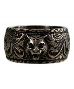 RYUGUCCI FELINE HEADキャットヘッド リング 24号 中古・古着通販】GUCCI (グッチ) Thin Silver Ring With Feline Head