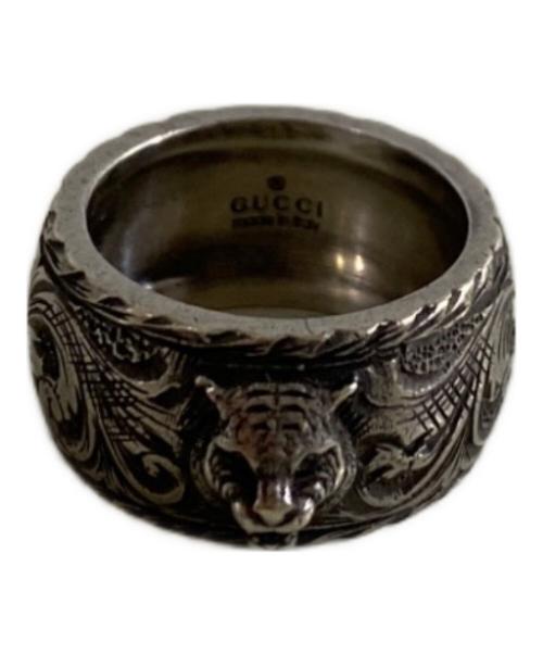 GUCCI（グッチ）GUCCI (グッチ) Thin Silver Ring With Feline Head キャットヘッドリング シルバー サイズ:8号（だが実寸は7号）の古着・服飾アイテム