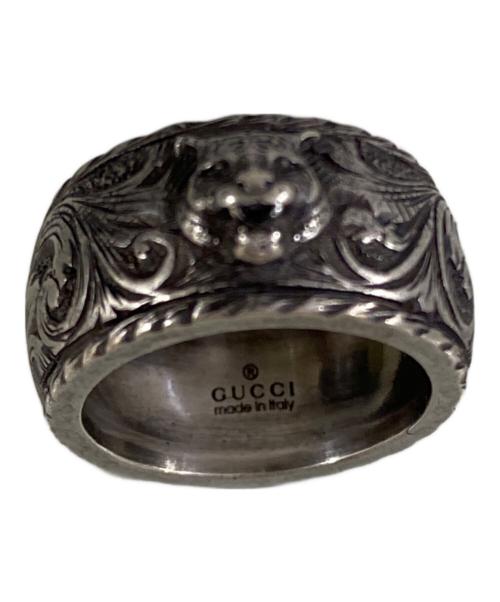 GUCCI（グッチ）GUCCI (グッチ) Thin Silver Ring With Feline Head キャットヘッドリング シルバー サイズ:8号（だが実寸は7号）の古着・服飾アイテム