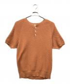 CHAH CHAHチャーチャー）の古着「ヘンリーネックワッフルカットソー」｜オレンジ