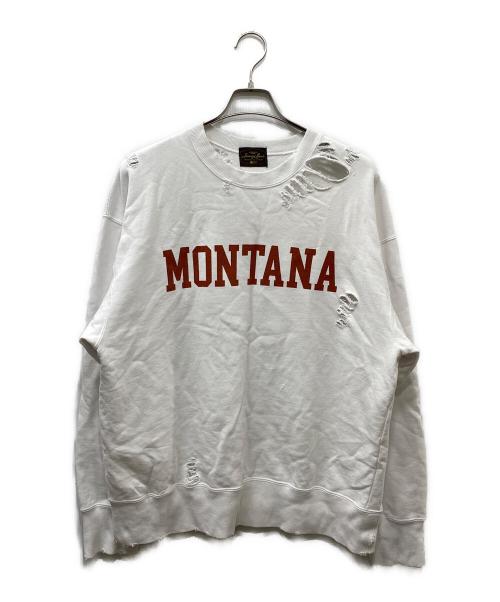 Sunny Sports（サニースポーツ）Sunny Sports (サニースポーツ) Spick and Span (スピックアンドスパン) 別注ダメージロゴスウェット ホワイト×レッド サイズ:FREEの古着・服飾アイテム