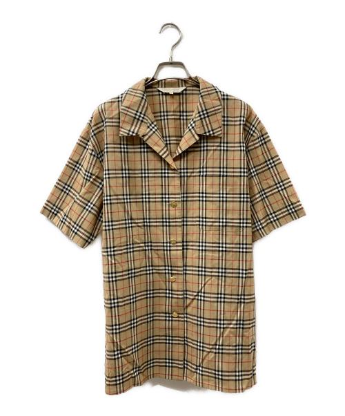 Burberry's（バーバリー）Burberry's (バーバリーズ) ノバチェックオープンカラーシャツ ブラウン サイズ:15の古着・服飾アイテム