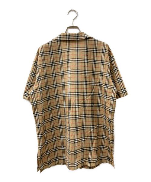 Burberry's（バーバリー）Burberry's (バーバリーズ) ノバチェックオープンカラーシャツ ブラウン サイズ:15の古着・服飾アイテム