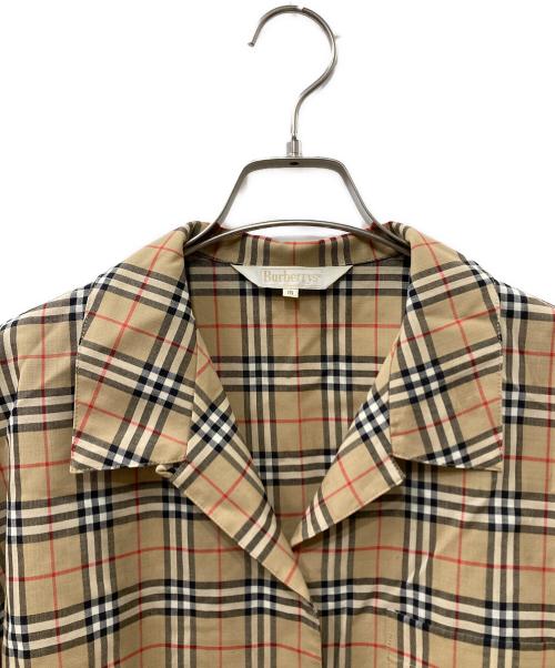 Burberry's（バーバリー）Burberry's (バーバリーズ) ノバチェックオープンカラーシャツ ブラウン サイズ:15の古着・服飾アイテム