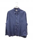 STEVEN ALANスティーブンアラン）の古着「SOKTAS CHECK REGULAR COLLAR SHIRT -LOOSE/シャツ」｜ネイビー