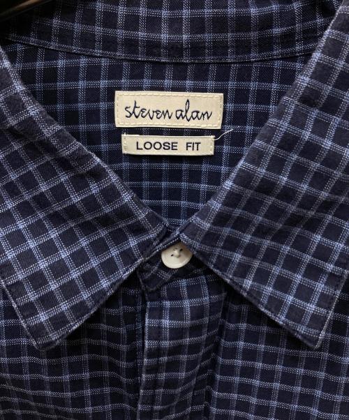 STEVEN ALAN（スティーブンアラン）STEVEN ALAN (スティーブンアラン) SOKTAS CHECK REGULAR COLLAR SHIRT -LOOSE/シャツ ネイビー サイズ:サイズタグ欠品の古着・服飾アイテム